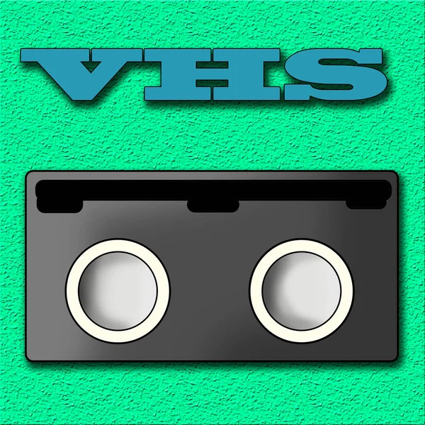 Pop Culture Retro Attributes 80S Video Cassette Green Background Top — Stock Photo, Image