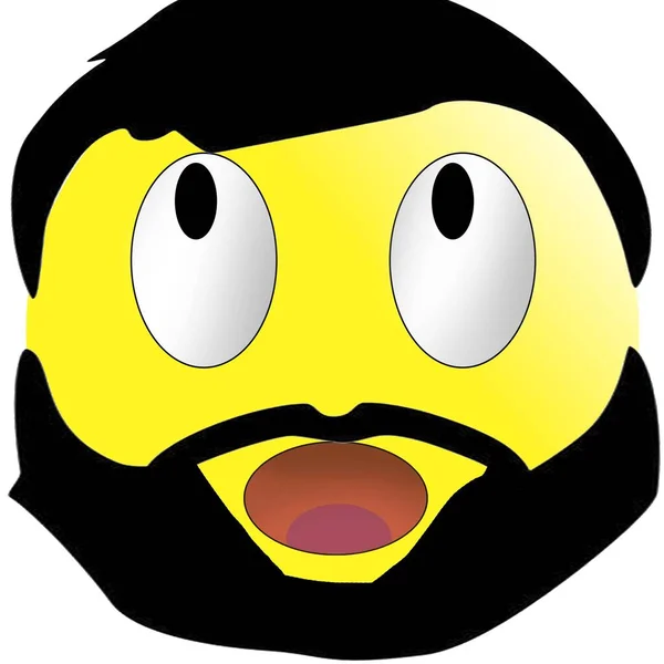 Cute Yellow Bald Muslim Emoticon Emoticon Mustache Beard Illustration White — 스톡 사진