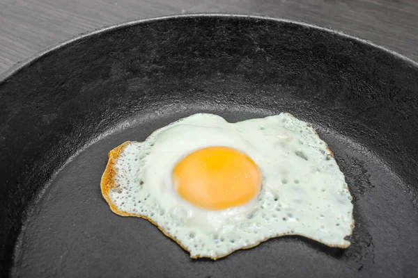 Scrambled Eggs Yellow Yolk Cast Iron Pan Isolated Dark Painted — Photo