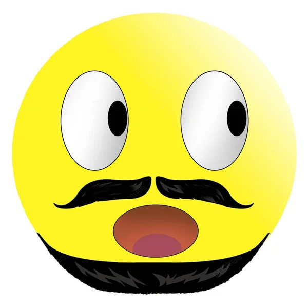 Cute Yellow Bald Muslim Emoticon Emoticon Mustache Beard Illustration White — Photo