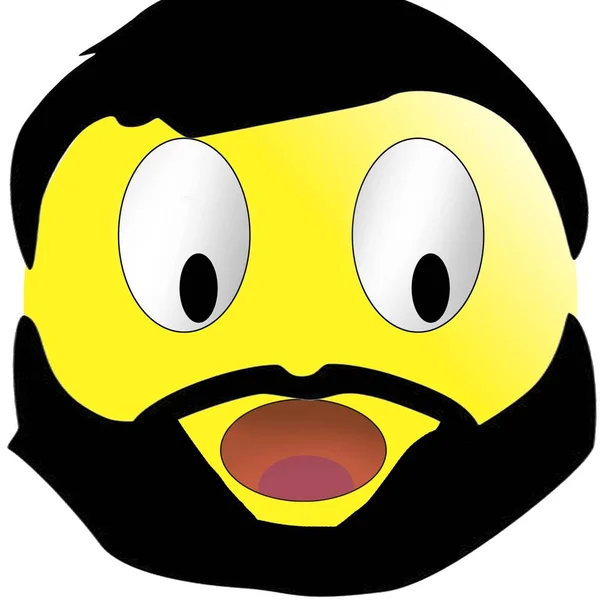 Cute Yellow Bald Muslim Emoticon Emoticon Mustache Beard Illustration White — Photo