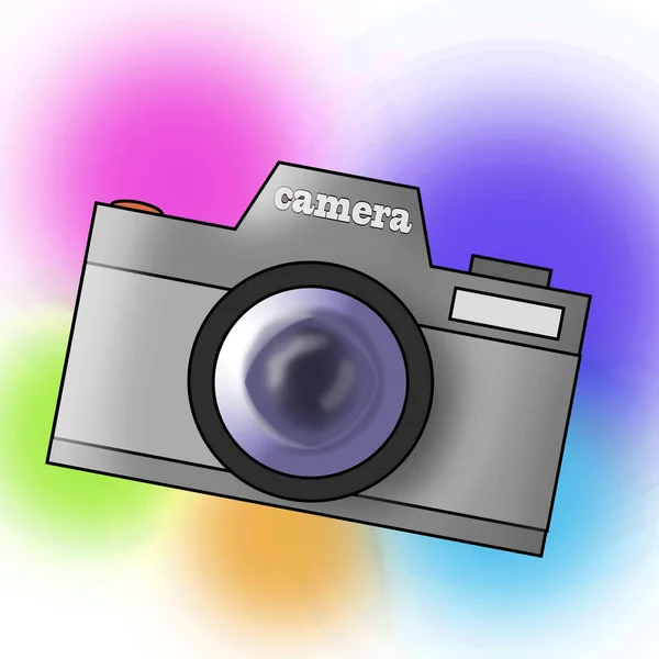 Hanging Reflex Camera Color Background — Fotografia de Stock