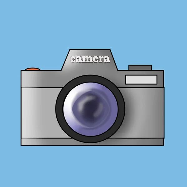 Camera Old Style Lens Inscription Camera Illustration Turquoise Background — Stockfoto