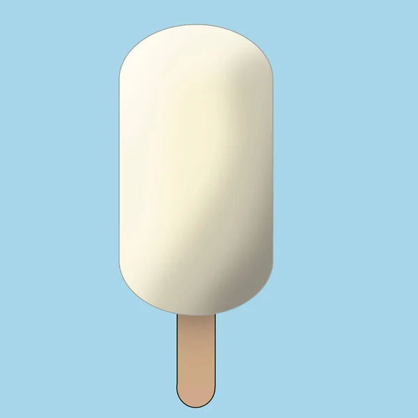 在蓝色的背景上涂有白色巧克力的冰淇淋 — 图库照片