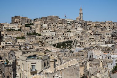 matera, basilicata, İtalya kasabasında rock'ın panoramik manzarasını