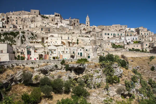matera, basilicata, İtalya kasabasında rock'ın panoramik manzarasını