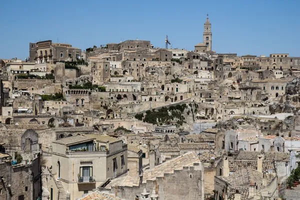 matera, basilicata, İtalya kasabasında rock'ın panoramik manzarasını