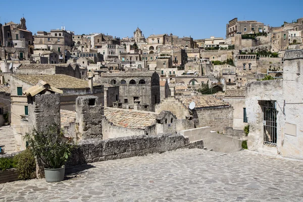 matera, basilicata, İtalya kasabasında rock'ın panoramik manzarasını