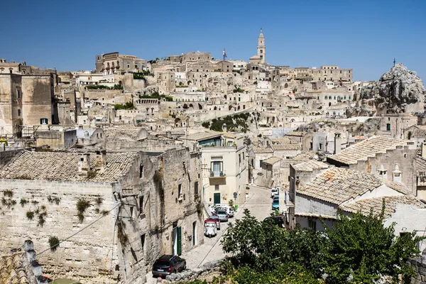 matera, basilicata, İtalya kasabasında rock'ın panoramik manzarasını