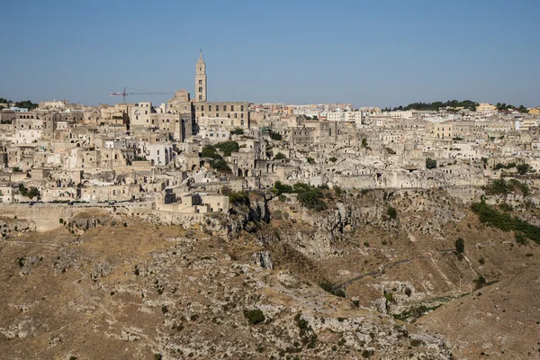 matera, basilicata, İtalya kasabasında rock'ın panoramik manzarasını