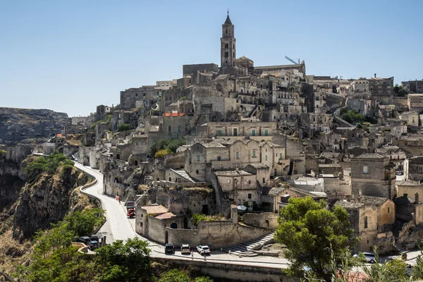 matera, basilicata, İtalya kasabasında rock'ın panoramik manzarasını