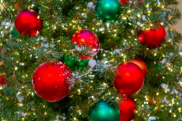 Holiday Decorations Christmas Tree Blurred Holiday Background — Stock Photo, Image