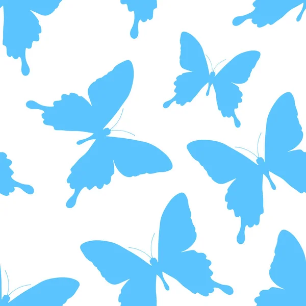 蝶のシルエットのシームレスなパターン 美しい昆虫の自然背景 — ストックベクタ