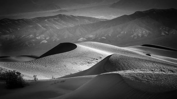 Dunas de arena en el Parque Nacional Death Valley en blanco y negro —  Fotos de Stock