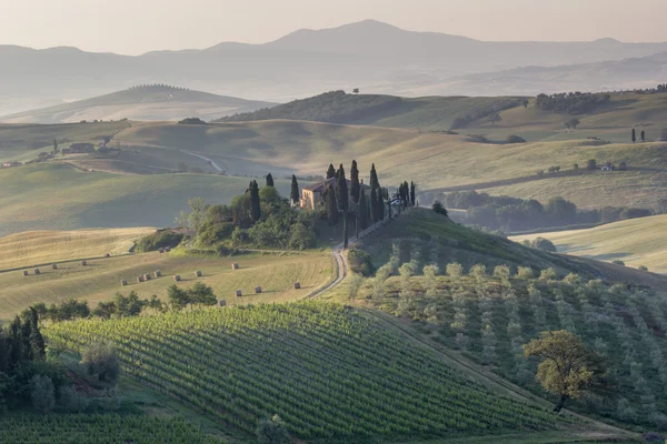 Ανατολή του ηλίου στη Val D'orcia — Φωτογραφία Αρχείου