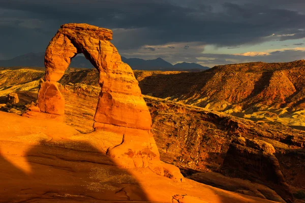 Delicate arch bij zonsondergang — Stockfoto