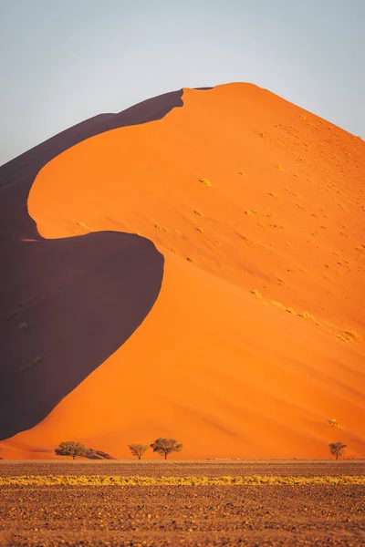 Dune 45 ในทะเลทรายนามิบ Naukluft ที่พระอาทิตย์ขึ้น, นามิเบีย, แอฟริกาใต้ — ภาพถ่ายสต็อก