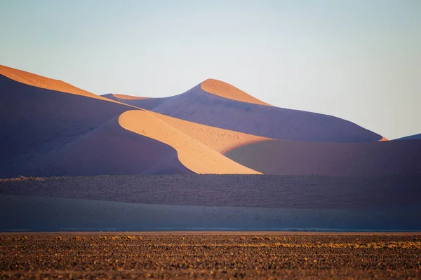 Dune 45 ในทะเลทรายนามิบ Naukluft ที่พระอาทิตย์ขึ้น, นามิเบีย, แอฟริกาใต้ — ภาพถ่ายสต็อก