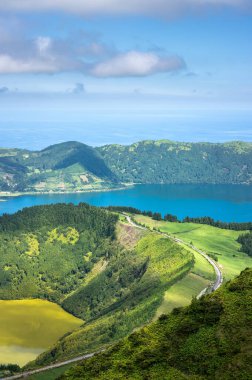 Sete Cidades, Boca Do Inferno Miradouro 'nun manzarası. Sao Miguel, Azores