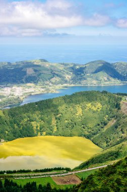 Sete Cidades, Boca Do Inferno Miradouro 'nun manzarası. Sao Miguel, Azores