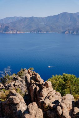 Scandola Doğal Rezervi, Korsika Adası. Deniz Burnu, Güney Fransa