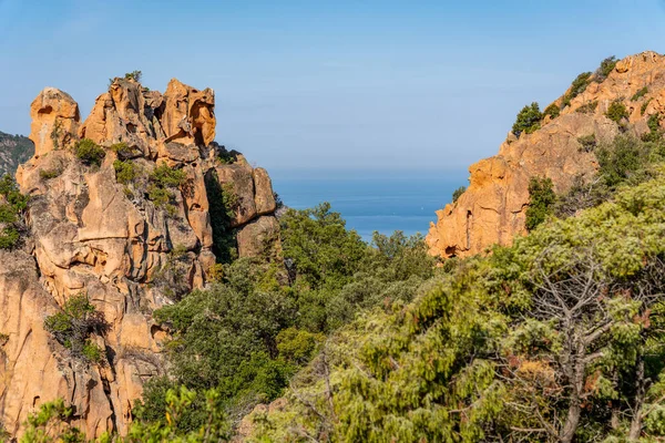 Scandola naturreservat på Korsika Island. Seascape, Sør-Frankrike – stockfoto