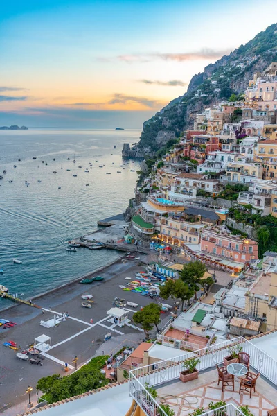 Positano Costa Amalfitana Campania Sorrento Itália Vista Cidade Litoral Pôr — Fotografia de Stock