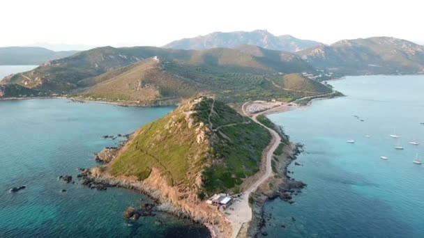 Corsica France Tour Parata Iles Sanguinaires Drone High Quality Footage — Stockvideo