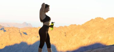 Spor giyimli genç, zayıf, atletik bir kız bir takım egzersizler yapıyor. Fitness ve sağlıklı yaşam tarzı.