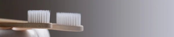 歯の形をした保持者の環境に優しい竹の木の歯ブラシのセット — ストック写真