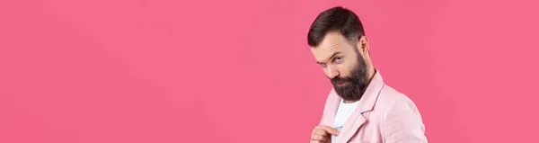 Portrait Jeune Homme Affaires Heureux Avec Une Barbe Vêtue Une — Photo