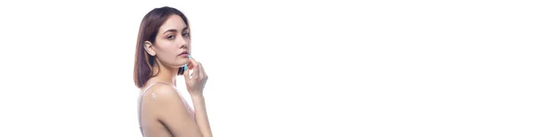 Красивая Сексуальная Леди Элегантном Обнаженном Костюме Портрет Девушки Модели Моде — стоковое фото