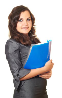 çekici gülümseyen kız gri iş elbisesi ve uzun siyah c