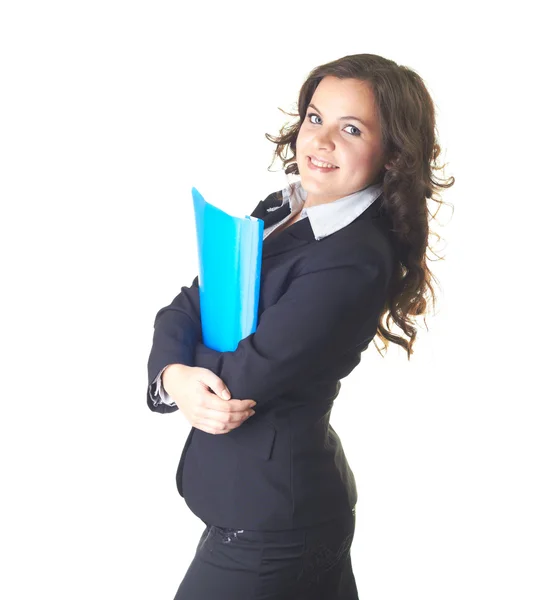 Schönes Mädchen mit einem Ordner in der Hand — Stockfoto