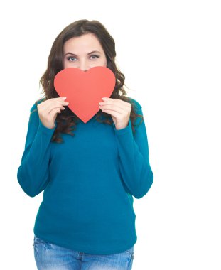 çekici genç kadın mavi gömlekli. kadın onu kapsar wi yüz