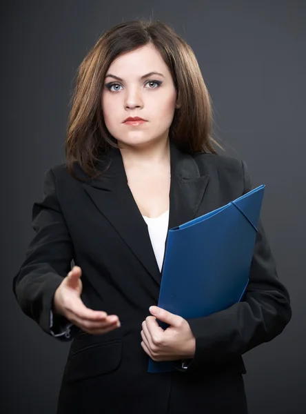 Attractive young woman in a black jacket — Stock Photo, Image