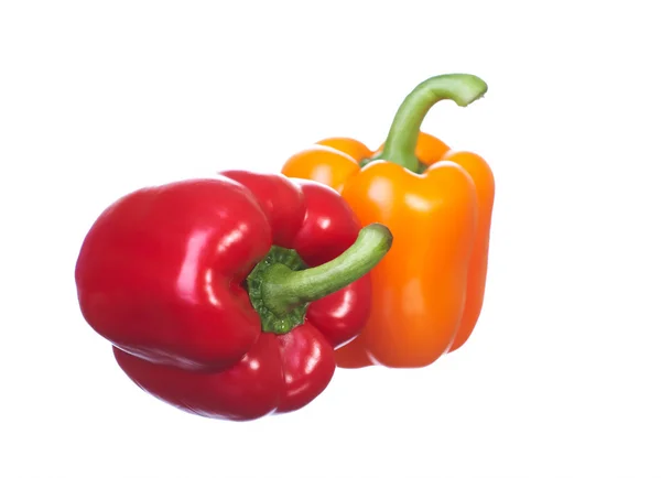 Two fresh peppers. Red and yellow. — Stock Photo, Image