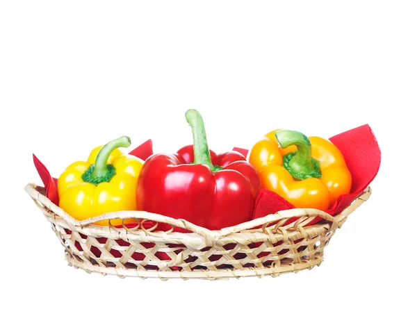 Fresh peppers are in the basket. — Stock Photo, Image