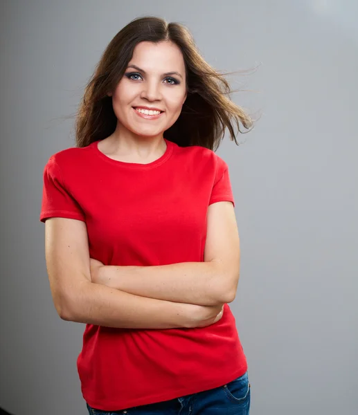 Jovem atraente em uma camisa vermelha . — Fotografia de Stock