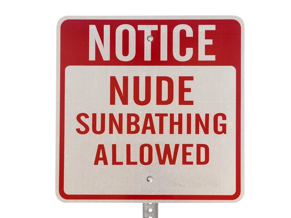 Nøgen solbadning tilladt tegn - Stock-foto