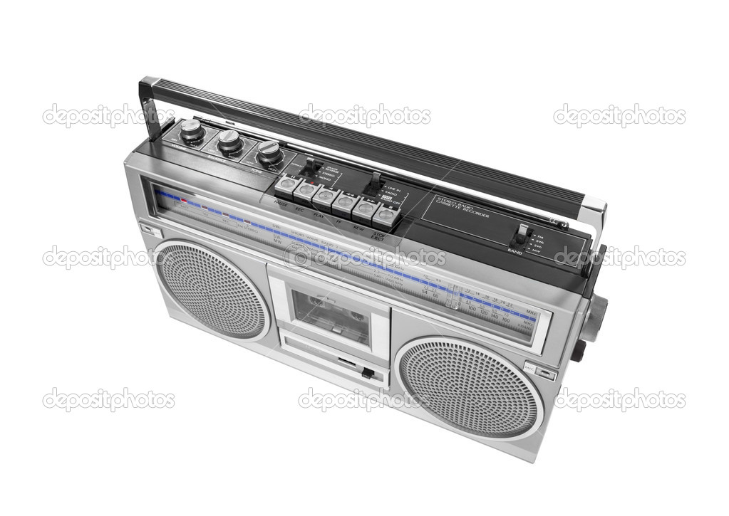 Portable Vintage Radio Cassette Recorder Isolated