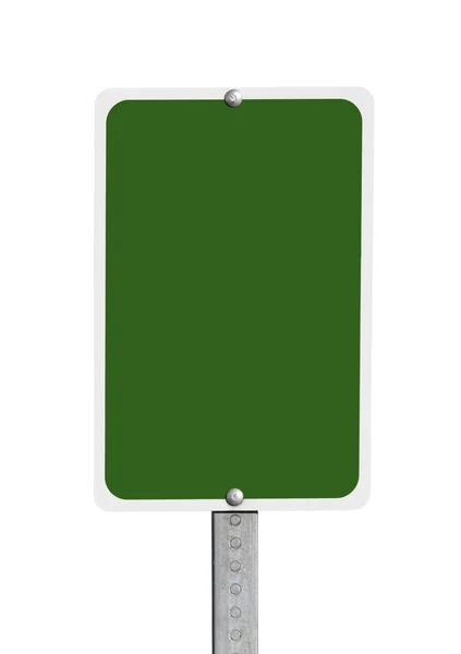 Blank Green Road Sign Isolated — Zdjęcie stockowe