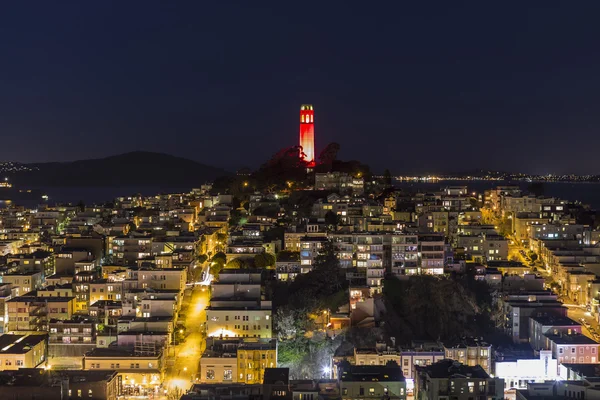 Coit tower noc san francisco — Stock fotografie