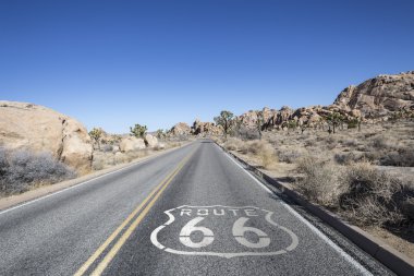 Joshua Tree Desert Highway with Route 66 Sign clipart