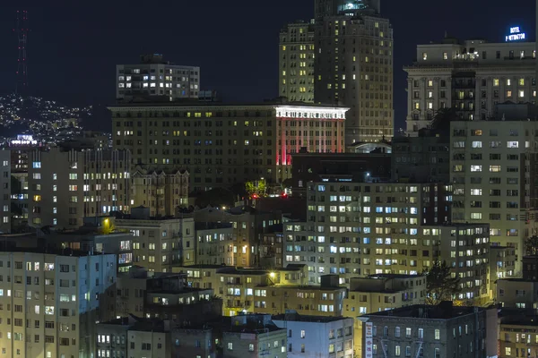 Nob Hill San Francisco szerkesztői éjszakai nézet — Stock Fotó