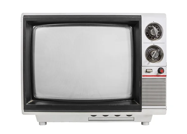 Grungy vintage portable television isolated with turned off scre — Stock Photo, Image