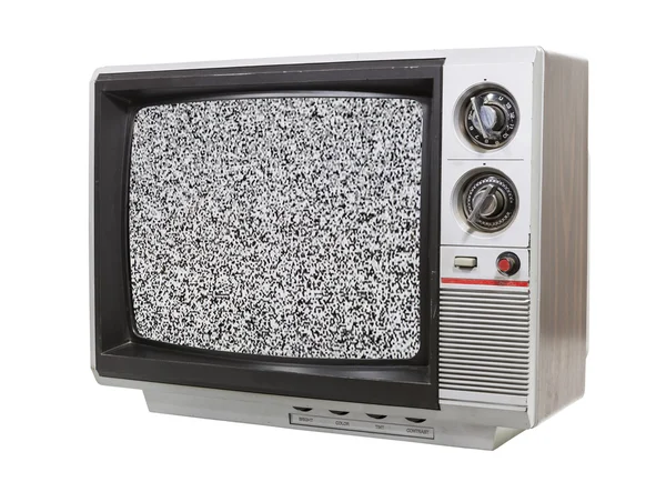 Grungy weinig televisie met statische scherm — Stockfoto