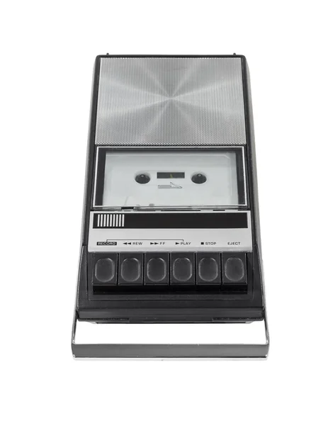 Винтажный кассетный магнитофон, изолированный с вырезанным Пэтом — стоковое фото