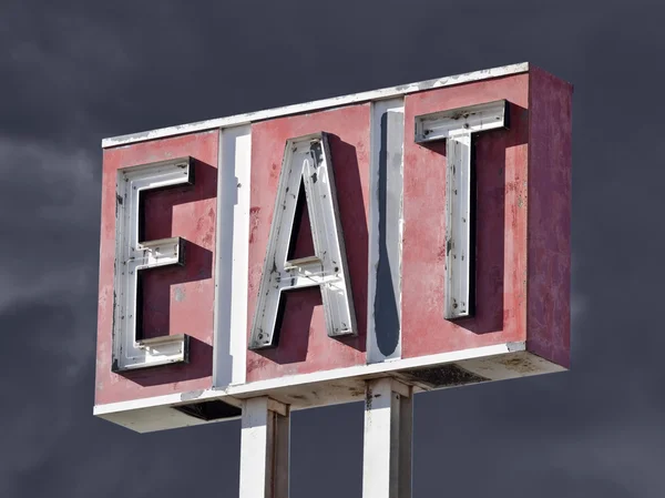 Retro Eat Sign Thunderstorm — Stock Photo, Image
