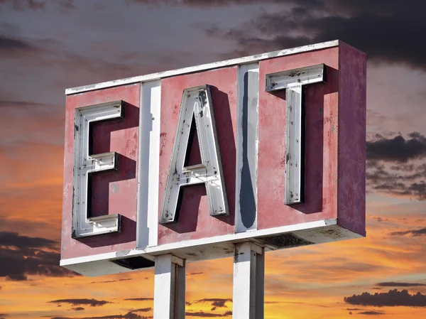 Retro Eat Sign Sunset — Stock Photo, Image
